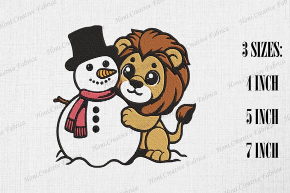 Evaluating Cute Snowman and Lion Happy Together for Etsy